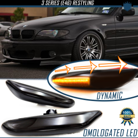 Intermitentes LED Secuenciales para BMW Serie 3 (E46) Facelift Homologados, Lente Negra Oscura, CANBUS No Error