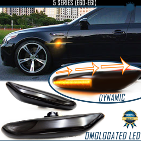 Intermitentes LED Secuenciales para BMW Serie 5 (E60, E61), Homologados, Lente Negra Oscura, CANBUS No Error