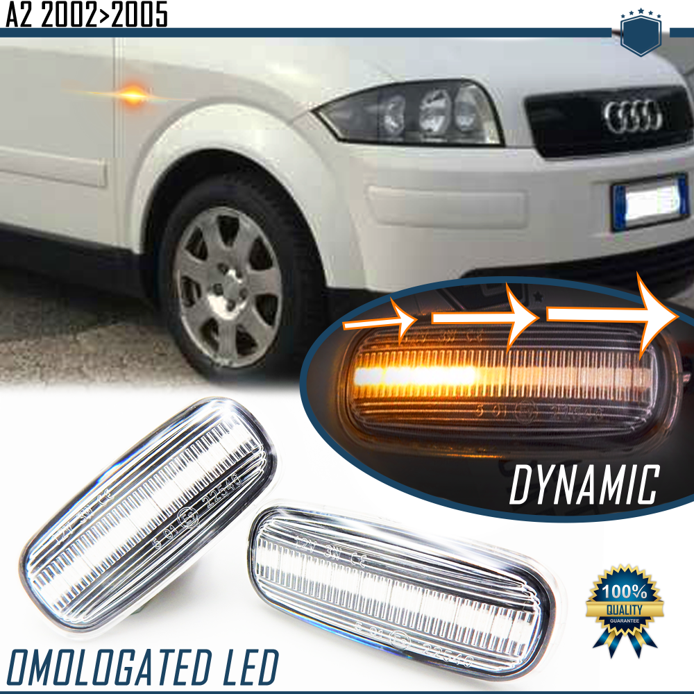 X2 Intermitentes LED Secuenciales para AUDI A2 Homologados, Lente Blanca, CANBUS No Error X2 Intermitentes LED Secuenciales para AUDI A2 Homologados, Lente Blanca, CANBUS No Error