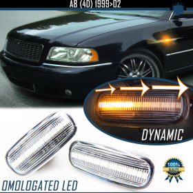 X2 Intermitentes LED Secuenciales para AUDI A8 (D2-4D) 1999-2002 Homologados, Lente Blanca, CANBUS No Error