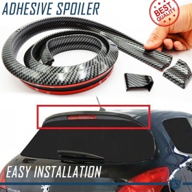 Adhesive Rear SPOILER FOR PEUGEOT 208-206-207, for Trunk / Roof Lip Wing in BLACK Carbon Fiber Effect EPDM flexible