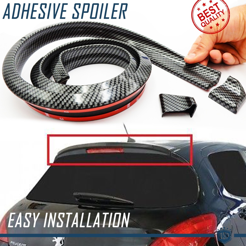 SPOILER Alerón trasero Adhesivo PARA PEUGEOT SUV, LABIO Maletero / Techo en EPDM Efecto Fibra de Carbono NEGRO flexible SPOILER Alerón trasero Adhesivo PARA PEUGEOT SUV, LABIO Maletero / Techo en EPDM Efecto Fibra de Carbono NEGRO flexible