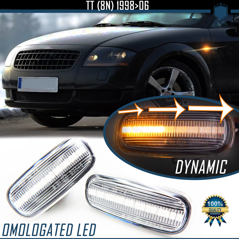 X2 Intermitentes LED Secuenciales para AUDI TT (8N), Homologados, Lente Blanca, CANBUS No Error X2 Intermitentes LED Secuenciales para AUDI TT (8N), Homologados, Lente Blanca, CANBUS No Error