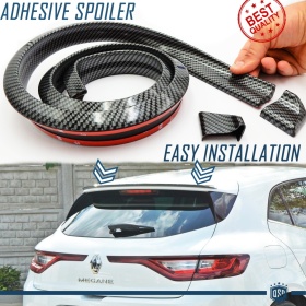 SPOILER Alerón trasero Adhesivo PARA RENAULT MEGANE-SCENIC, LABIO Maletero / Techo en EPDM Efecto Fibra de Carbono NEGRO flexible