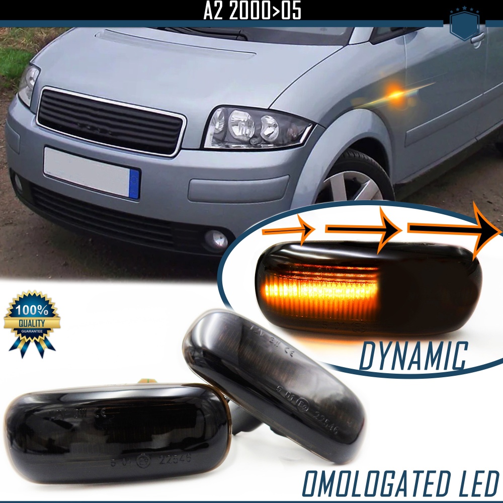 X2 Intermitentes LED Secuenciales para AUDI A2 Homologados, Lente Negra Oscura, CANBUS No Error X2 Intermitentes LED Secuenciales para AUDI A2 Homologados, Lente Negra Oscura, CANBUS No Error
