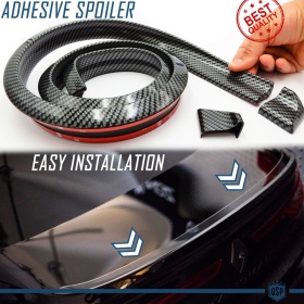 SPOILER Alerón trasero Adhesivo Compatible con RENAULT, LABIO Maletero / Techo en EPDM Efecto Fibra de Carbono NEGRO flexible