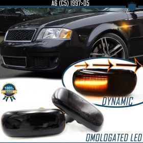 X2 Intermitentes LED Secuenciales para AUDI A6 C5 (S6, Allroad), Homologados, Lente Negra Oscura, CANBUS No Error