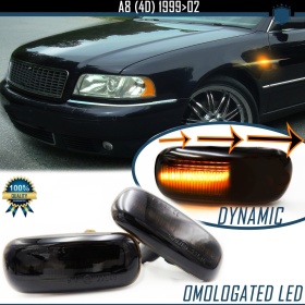 X2 Intermitentes LED Secuenciales para AUDI A8 (D2-4D) 1999-2002, Homologados, Lente Negra Oscura, CANBUS No Error