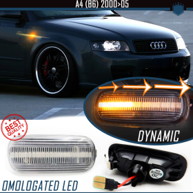 Intermitentes LED Secuenciales para AUDI A4 (B6), Homologados, Lente Blanca, CANBUS No Error