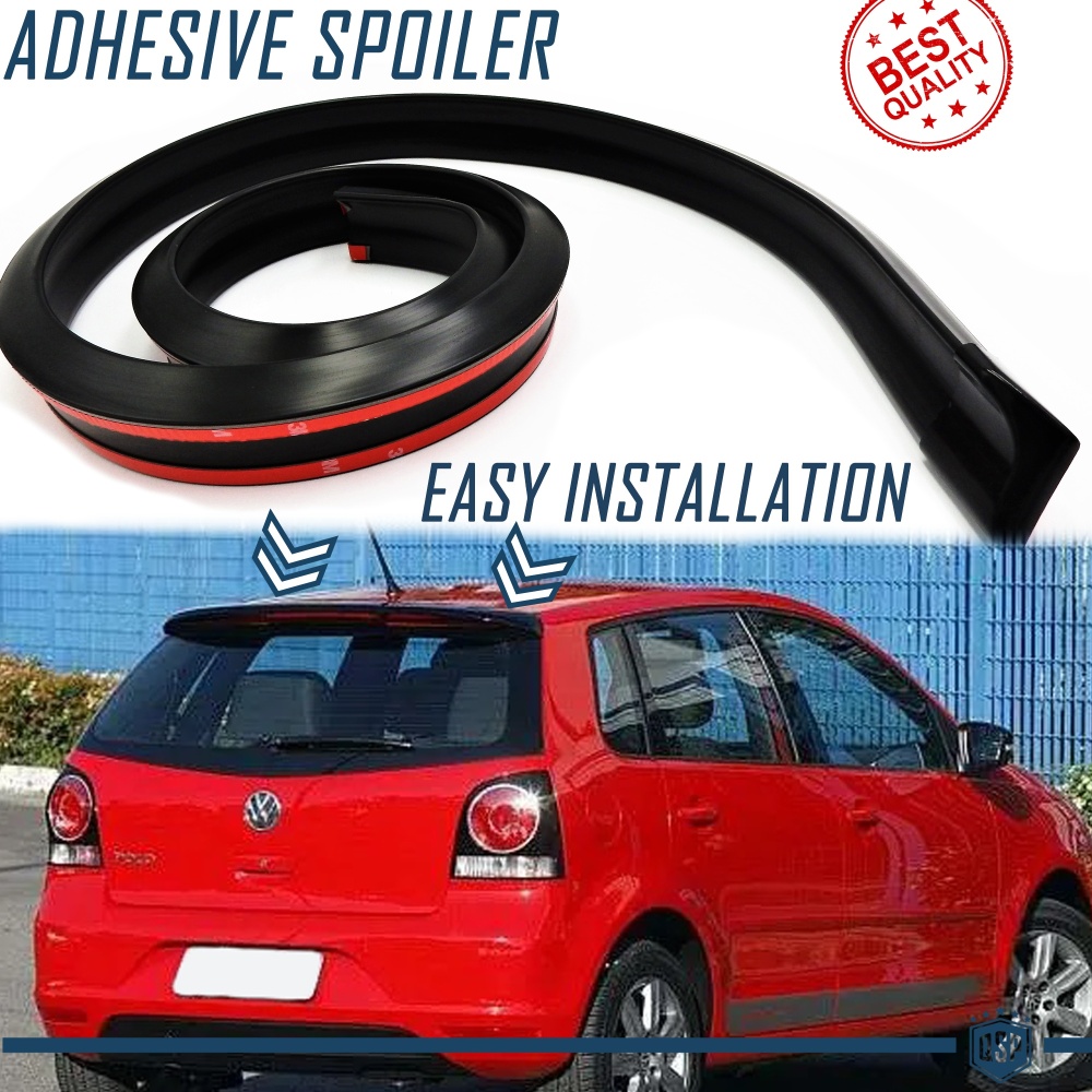 Heckspoiler FÜR VOLKSWAGEN POLO klebender SPOILER Aufkleber Kofferaum / Dachspoiler SCHWERT SCHWARZ