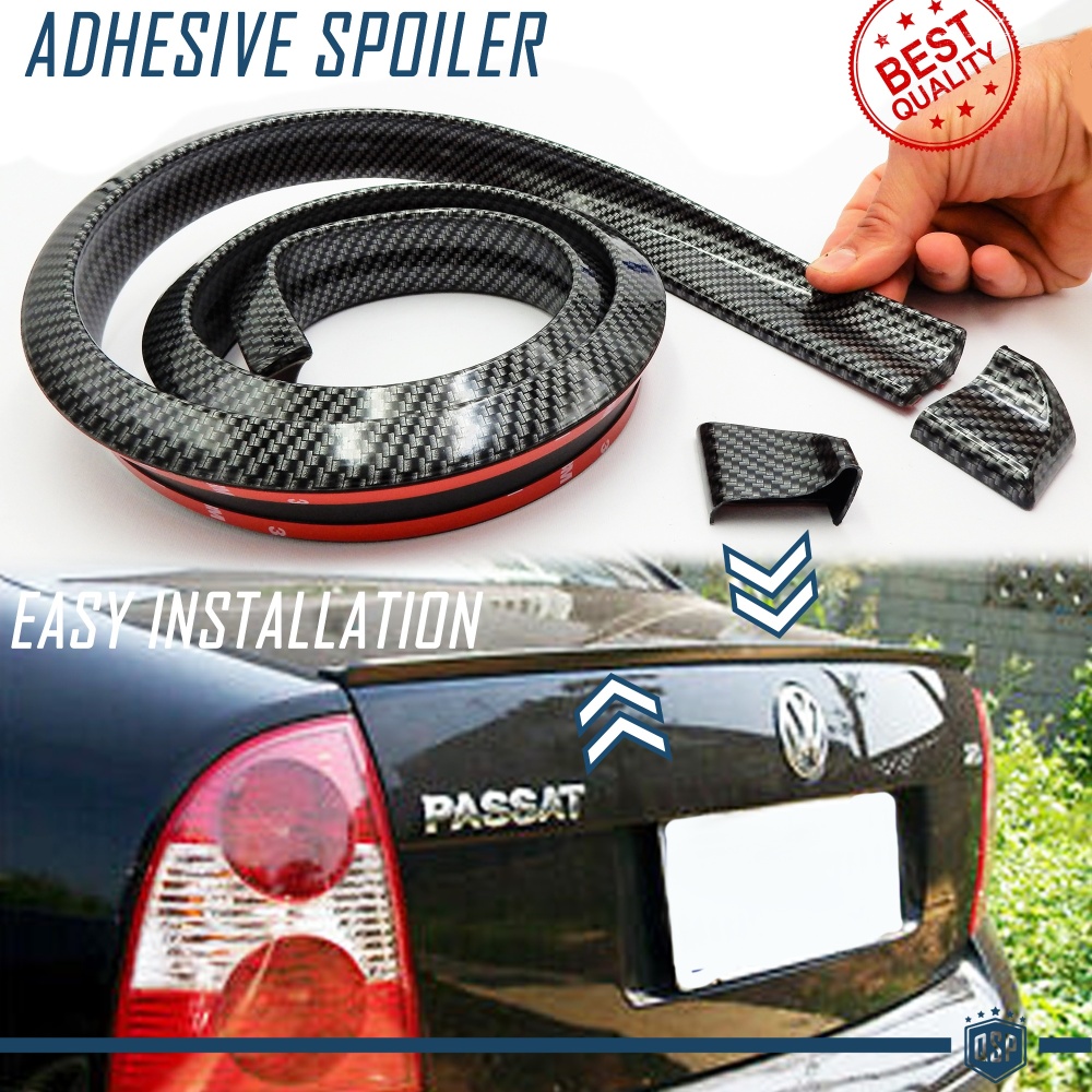 SPOILER Alerón trasero Adhesivo Para VOLKSWAGEN PASSAT, LABIO Maletero / Techo en EPDM Efecto Fibra de Carbono NEGRO flexible
