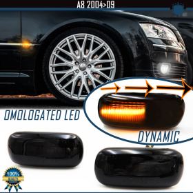 Intermitentes LED Secuenciales para AUDI A8 (D3-4E), Homologados, Lente Negra Oscura, CANBUS No Error
