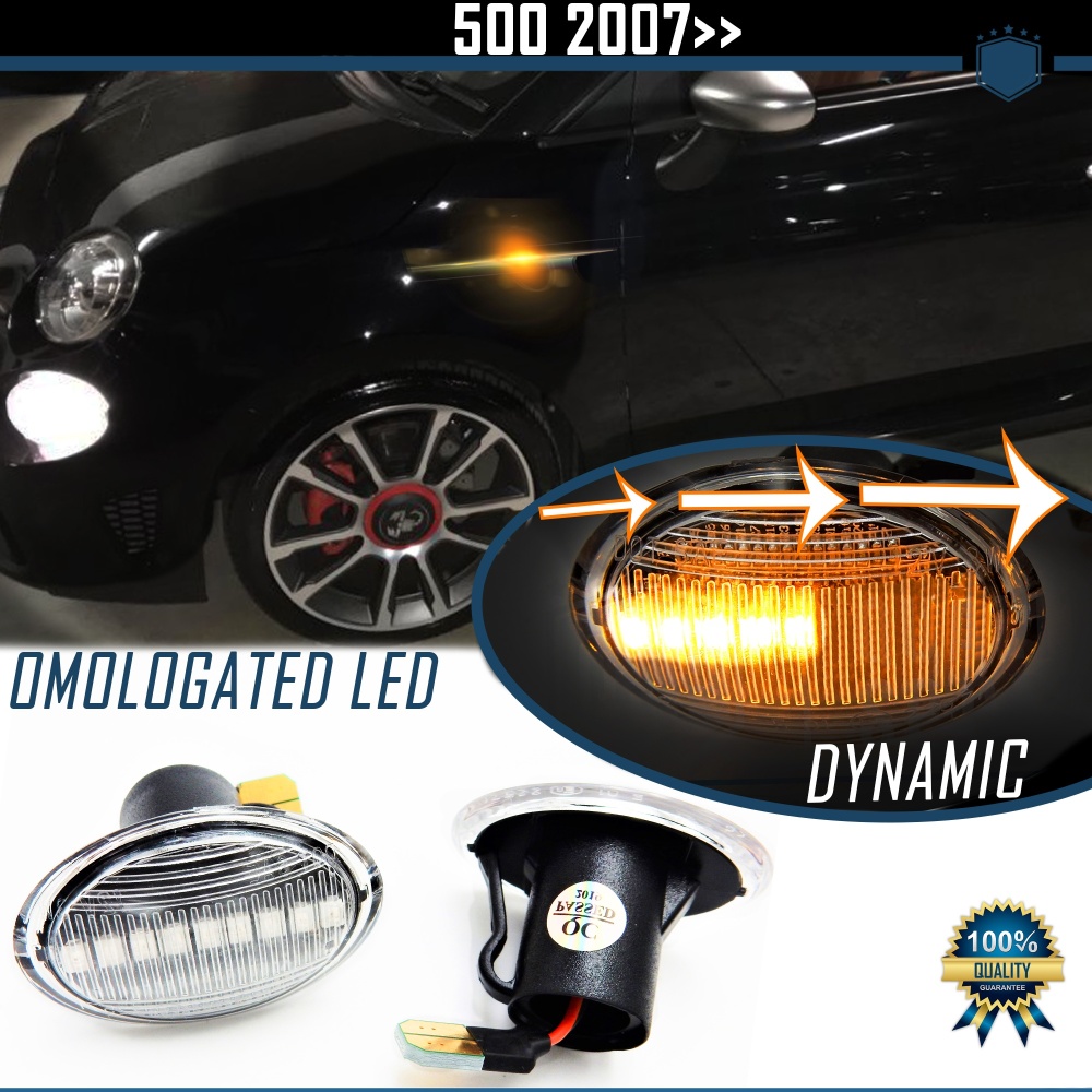 Intermitentes LED Secuenciales Homologados para FIAT 500, CANBUS No Error, Homologados, Lente Blanca, Plug & Play Intermitentes LED Secuenciales Homologados para FIAT 500, CANBUS No Error, Homologados, Lente Blanca, Plug & Play