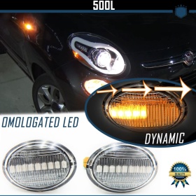 Intermitentes LED Secuenciales Homologados para FIAT 500L, CANBUS No Error, Homologados, Lente Blanca, Plug & Play