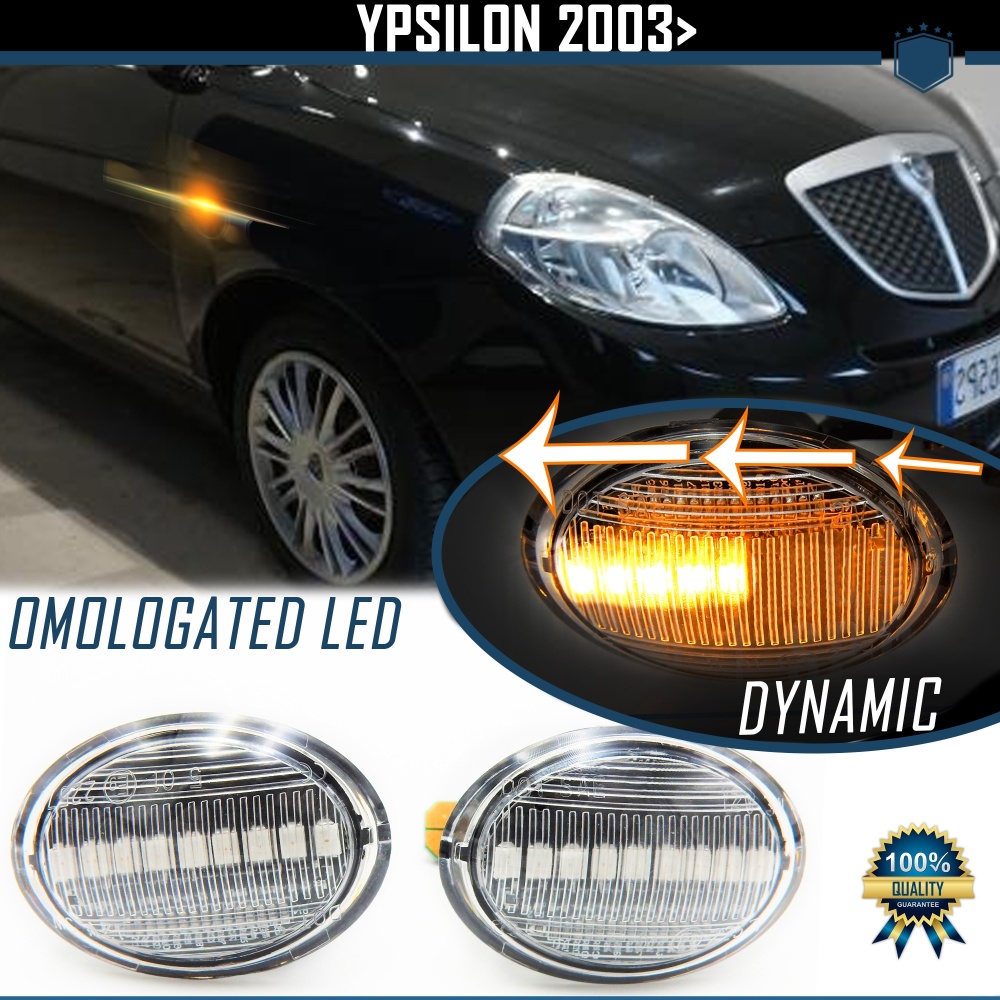 Intermitentes LED Secuenciales Homologados para Lancia Ypsilon (2003-2013), CANBUS No Error, Homologados, Lente Blanca, Plug & Play Intermitentes LED Secuenciales Homologados para Lancia Ypsilon (2003-2013), CANBUS No Error, Homologados, Lente Blanca, Plug & Play