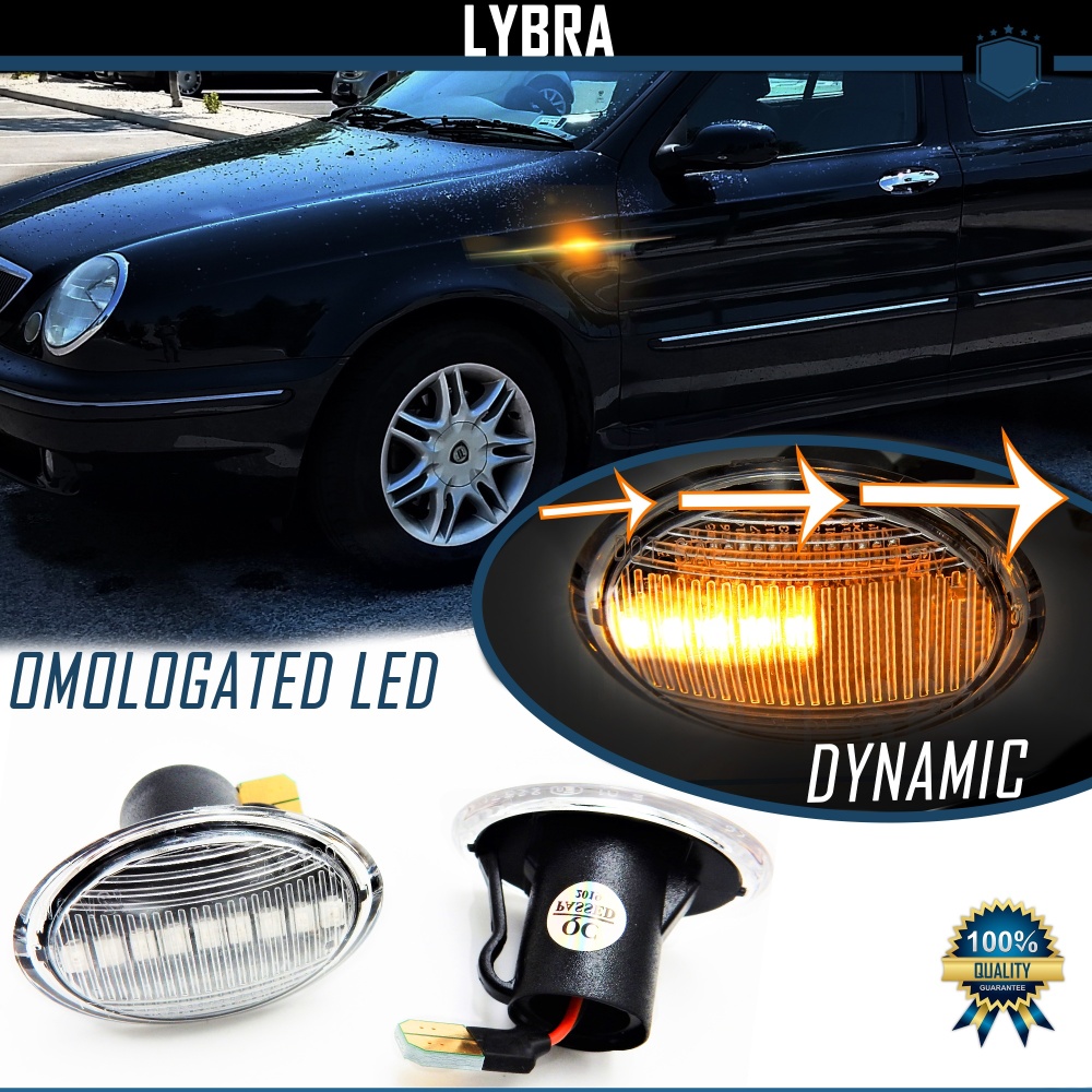 Intermitentes LED Secuenciales Homologados para Lancia Lybra, CANBUS No Error, Homologados, Lente Blanca, Plug & Play Intermitentes LED Secuenciales Homologados para Lancia Lybra, CANBUS No Error, Homologados, Lente Blanca, Plug & Play
