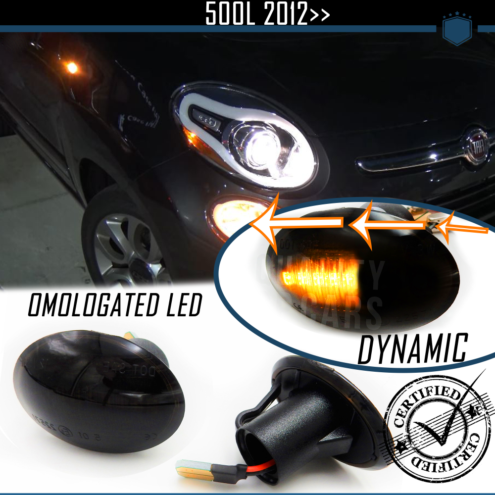 Intermitentes LED Secuenciales para FIAT 500L Homologados, Lente Negra Oscura, CANBUS No Error Intermitentes LED Secuenciales para FIAT 500L Homologados, Lente Negra Oscura, CANBUS No Error