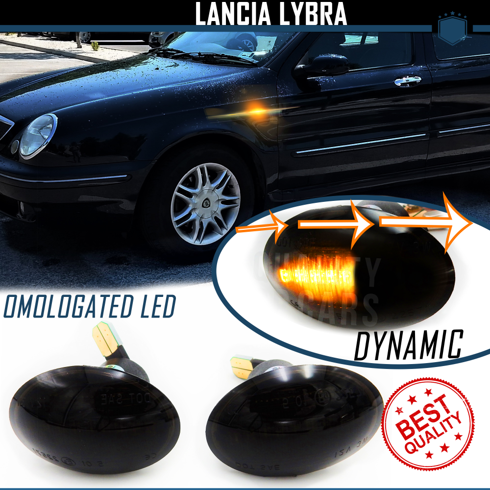 Intermitentes LED Secuenciales para LANCIA LYBRA Homologados, Lente Negra Oscura, CANBUS No Error Intermitentes LED Secuenciales para LANCIA LYBRA Homologados, Lente Negra Oscura, CANBUS No Error