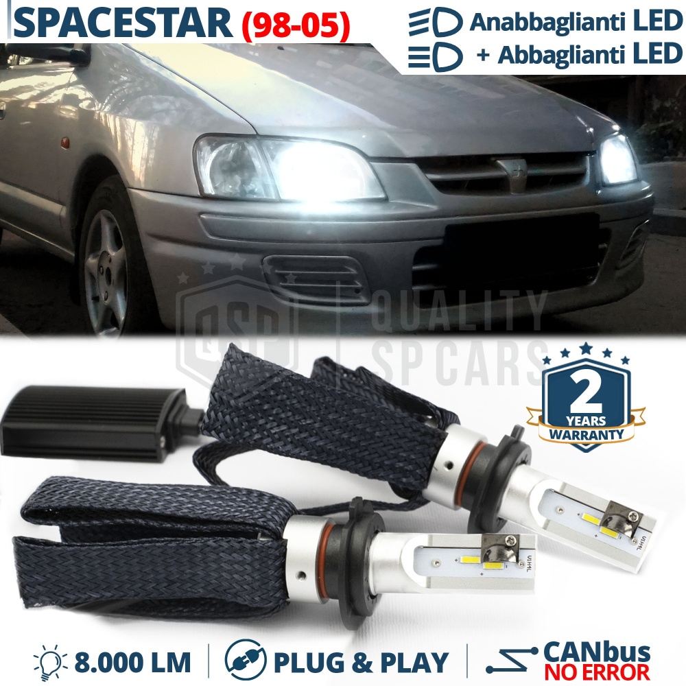 Kit LED H4 para MITSUBISHI SPACE STAR Luces de Cruce + Carretera | 6500K 8000LM CANbus