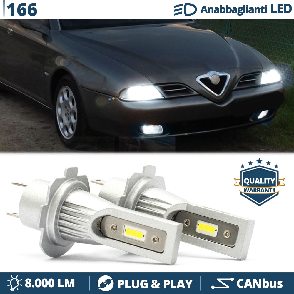 Kit LED H7 para Alfa Romeo 166 98-03 Luces de Cruce CANbus | 6500K Blanco Frío 8000LM Kit LED H7 para Alfa Romeo 166 98-03 Luces de Cruce CANbus | 6500K Blanco Frío 8000LM