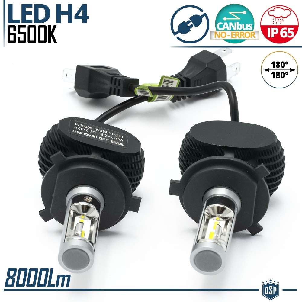 H4 LED Kit 6500K Cool White Light 8000LM | LOW + HIGH BEAM Led Headlight | CANbus, Plug & Play H4 LED Kit 6500K Cool White Light 8000LM | LOW + HIGH BEAM Led Headlight | CANbus, Plug & Play