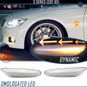 Intermitentes LED Secuenciales para BMW Serie 3 (E92, E93) Coches Homologados, Lente Blanca, CANBUS No Error