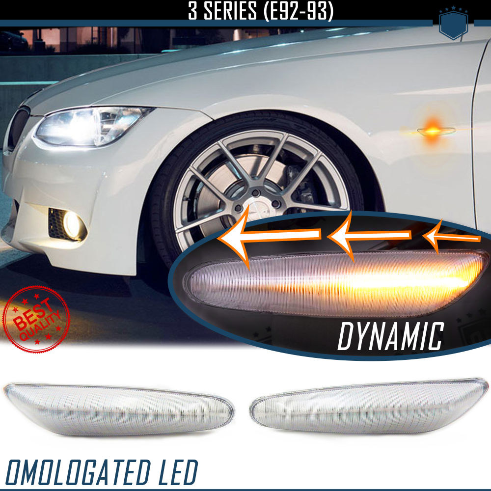 Intermitentes LED Secuenciales para BMW Serie 3 (E92, E93) Coches Homologados, Lente Blanca, CANBUS No Error Intermitentes LED Secuenciales para BMW Serie 3 (E92, E93) Coches Homologados, Lente Blanca, CANBUS No Error