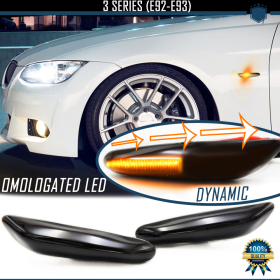 Intermitentes LED Secuenciales para BMW Serie 3 (E92, E93), Homologados, Lente Negra Oscura, CANBUS No Error