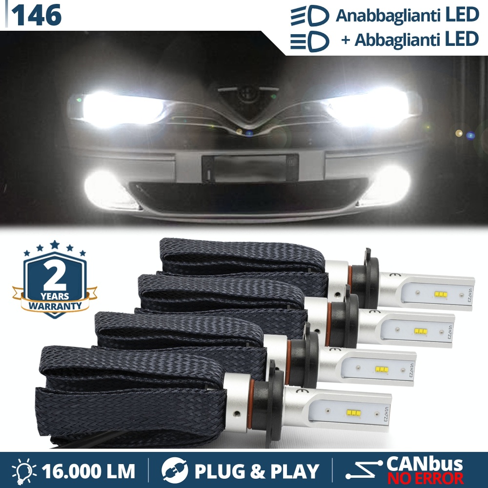 Luces de CRUCE + CARRETERA LED para Alfa Romeo 146 (95-01) | Conversión Luz Blanca 6500K, CANbus