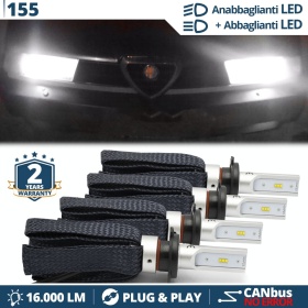 Luces de CRUCE + CARRETERA LED para Alfa Romeo 155 (92-98) | Conversión Luz Blanca 6500K, CANbus