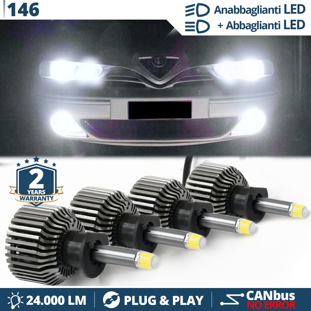 Kit LED LUCES DE CRUCE + CARRETERA para Alfa Romeo 146 (95-01) | CANbus, Luz Blaca 6500K