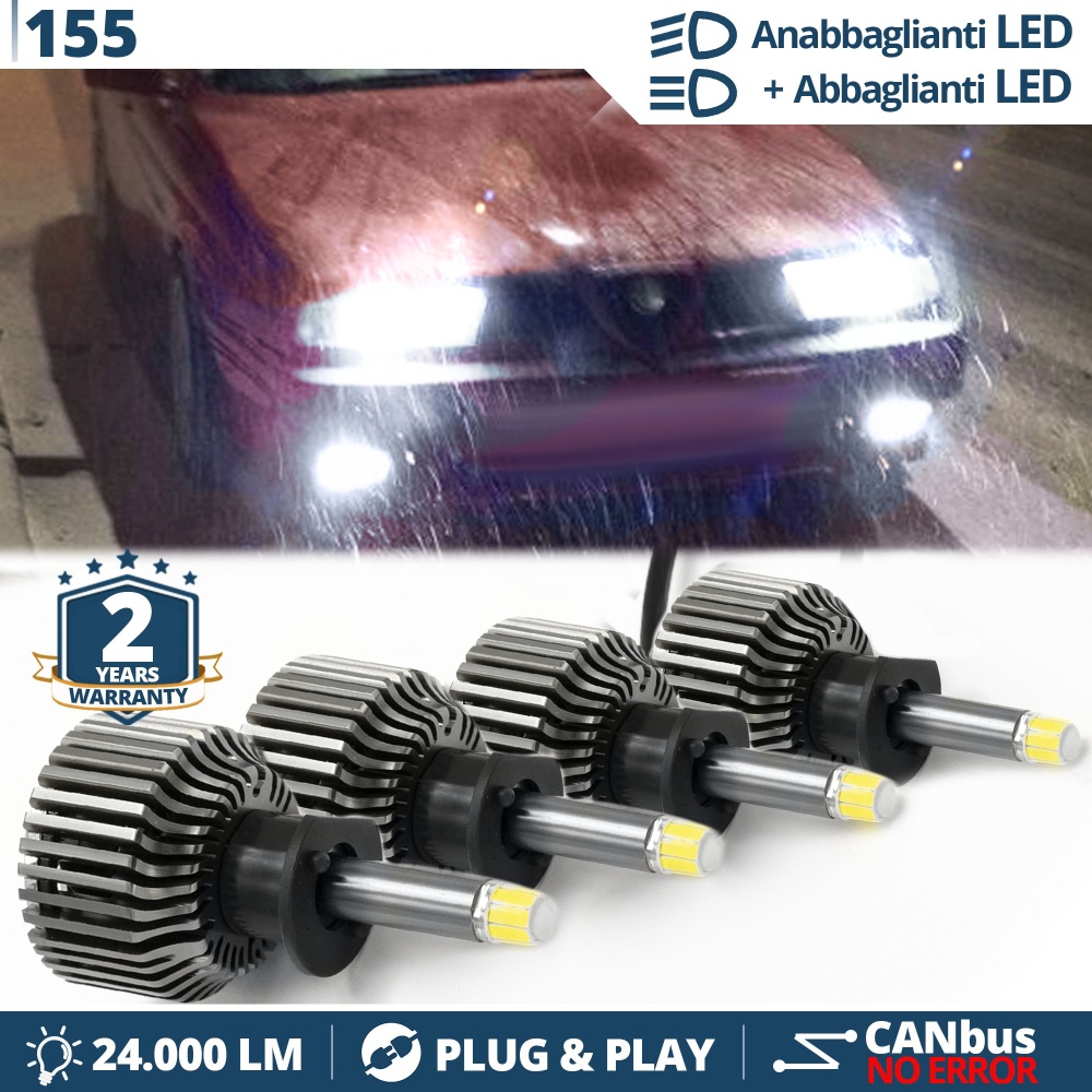 Kit LED LUCES DE CRUCE + CARRETERA para Alfa Romeo 155 (92-98) | CANbus, Luz Blaca 6500K