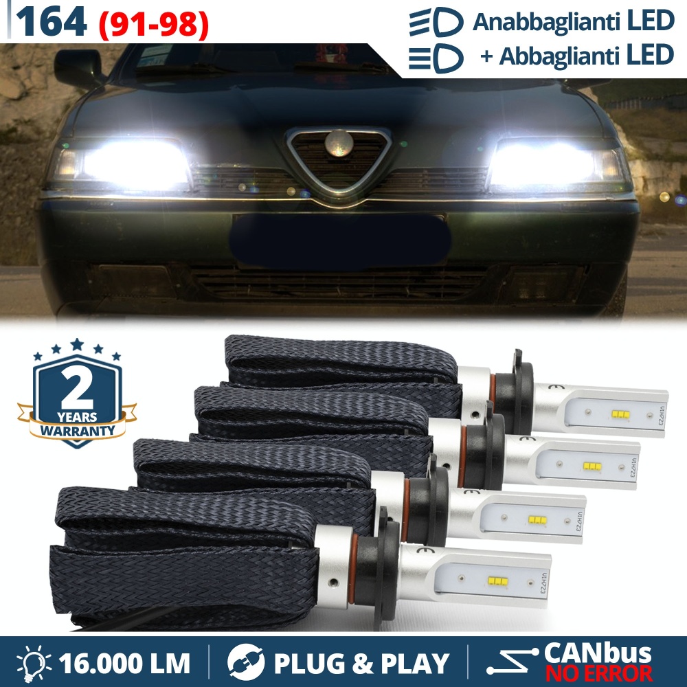 Luces de CRUCE + CARRETERA LED para Alfa Romeo 164 Facelift | Conversión Luz Blanca 6500K, CANbus