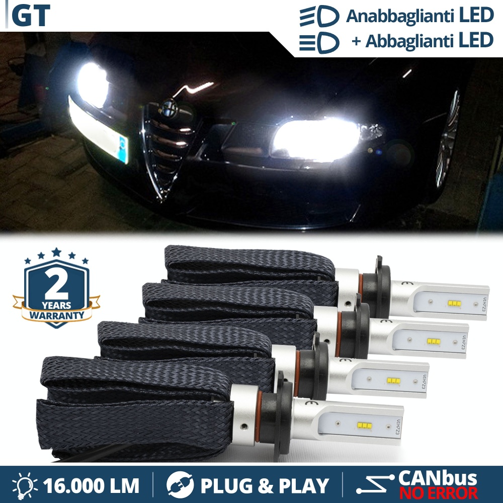 Luces de CRUCE + CARRETERA LED para Alfa Romeo GT (03-10) | Conversión Luz Blanca 6500K, CANbus