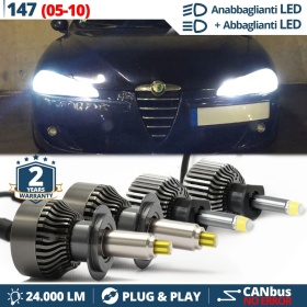 Kit LED LUCES DE CRUCE + CARRETERA para Alfa Romeo 147 (05-10) | CANbus, Luz Blaca 6500K