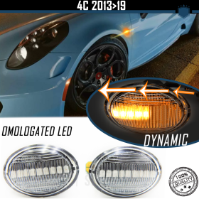 Intermitentes LED Secuenciales Homologados para ALFA ROMEO 4C, CANBUS No Error, Homologados, Lente Blanca, Plug & Play