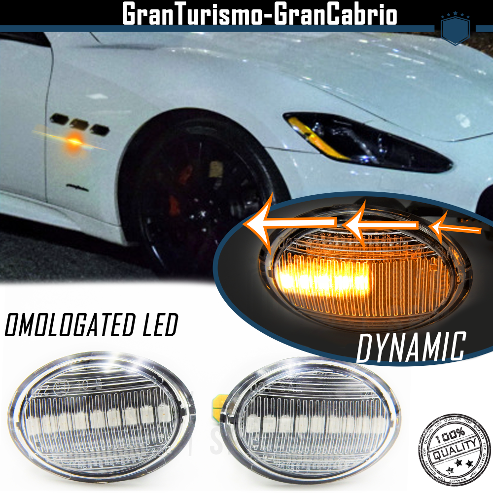 Intermitentes LED Secuenciales Homologados para MASERATI GranTurismo, GranCabrio, CANBUS No Error, Homologados, Lente Blanca, Plug & Play Intermitentes LED Secuenciales Homologados para MASERATI GranTurismo, GranCabrio, CANBUS No Error, Homologados, Lente Blanca, Plug & Play