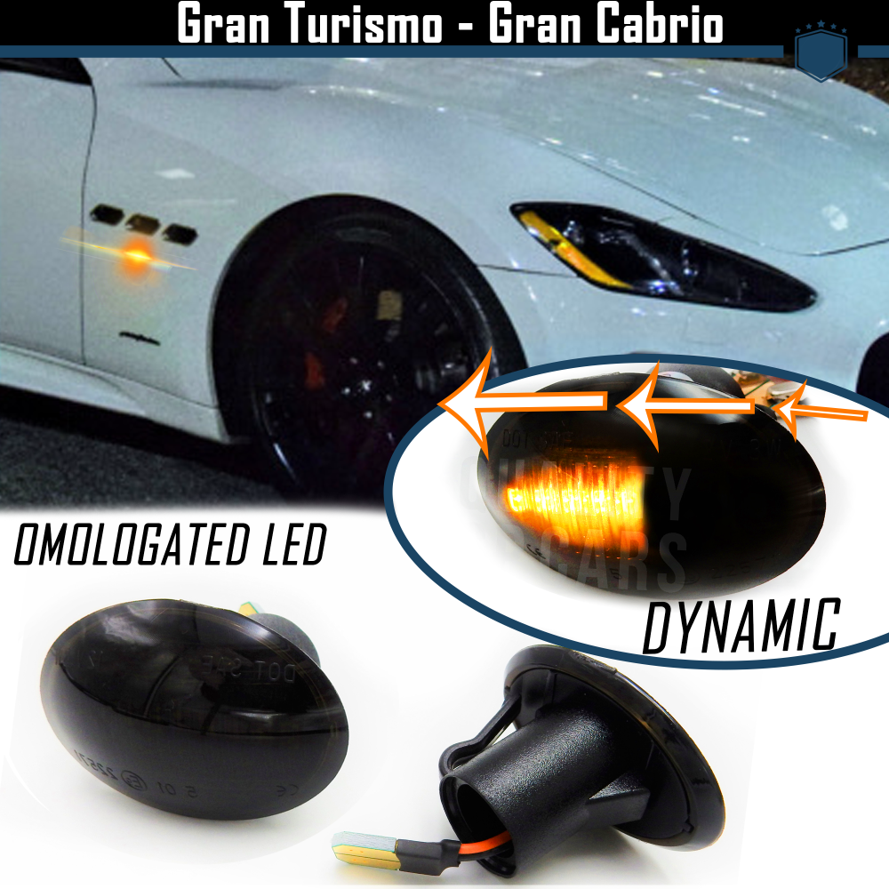 Intermitentes LED Secuenciales para MASERATI GranTurismo, GranCabrio, Homologados, Lente Negra Oscura, CANBUS No Error Intermitentes LED Secuenciales para MASERATI GranTurismo, GranCabrio, Homologados, Lente Negra Oscura, CANBUS No Error