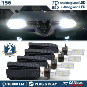 Luces de CRUCE + CARRETERA LED para Alfa Romeo 156 (97-03) | Conversión Luz Blanca 6500K, CANbus