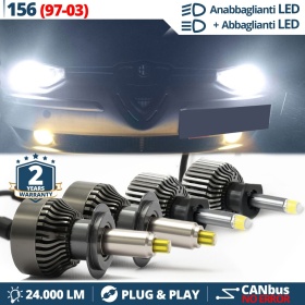 Kit LED LUCES DE CRUCE + CARRETERA para Alfa Romeo 156 (97-03) | CANbus, Luz Blaca 6500K