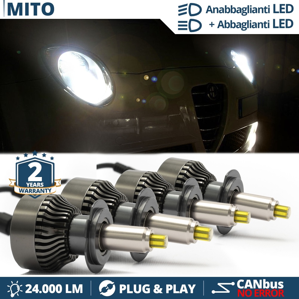 Kit LED LUCES DE CRUCE + CARRETERA para Alfa Romeo MITO | CANbus, Luz Blaca 6500K