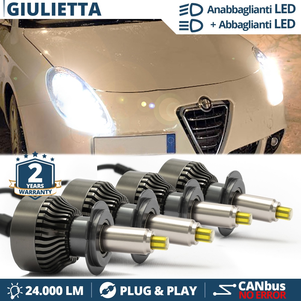 Kit LED LUCES DE CRUCE + CARRETERA para Alfa Romeo GIULIETTA (10-18) | CANbus, Luz Blaca 6500K