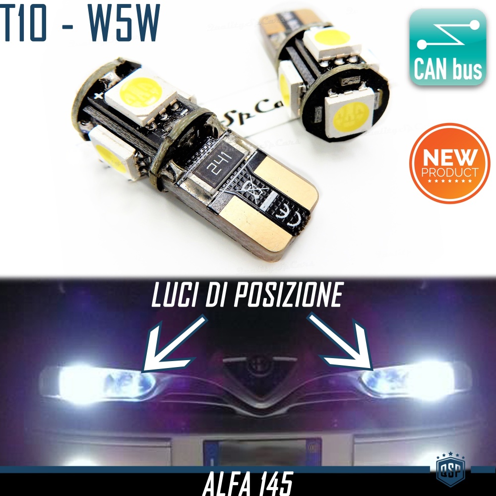 2x Bombillas LED Posición para Alfa Romeo 145 (94-01) | T10 W5W 6500K Blanco FRÍO | CANBUS No Errores 2x Bombillas LED Posición para Alfa Romeo 145 (94-01) | T10 W5W 6500K Blanco FRÍO | CANBUS No Errores