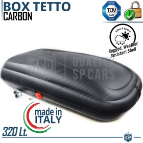 Cofre de techo para Coche, Portaequipajes de Viaje, Efecto Fibra de Carbono Negro, TÜV APROBADO y CERTIFICAD