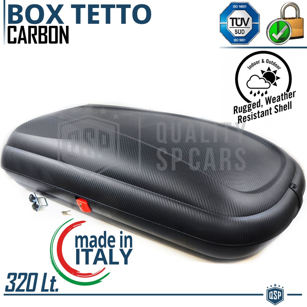 Cofre de techo para Coche, Portaequipajes de Viaje, Efecto Fibra de Carbono Negro, TÜV APROBADO y CERTIFICAD Cofre de techo para Coche, Portaequipajes de Viaje, Efecto Fibra de Carbono Negro, TÜV APROBADO y CERTIFICAD