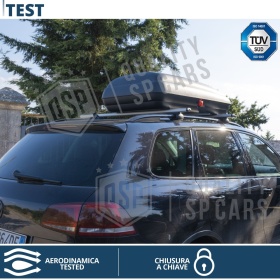 Cofre de techo para Coche, Portaequipajes de Viaje, Efecto Fibra de Carbono Negro, TÜV APROBADO y CERTIFICAD