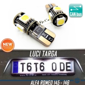 Luci Targa LED per Alfa Romeo 146 (95-01) | 2x Lampadine T10 W5W 6500K Luce Bianca, 100% CANBUS