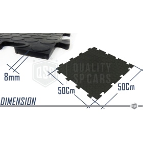 1 Tile 50x50 PVC Interlocking Garage Flooring, Black Polyvinyl High Resistance, MADE IN ITALY