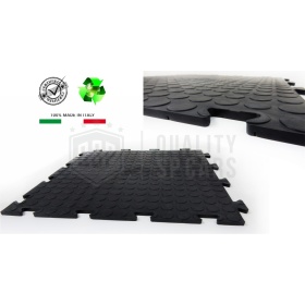 1 Tile 50x50 PVC Interlocking Garage Flooring, Black Polyvinyl High Resistance, MADE IN ITALY