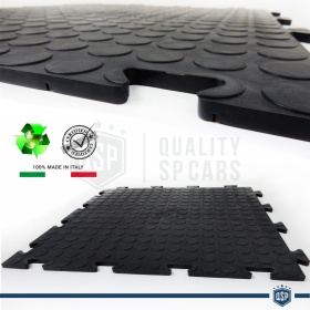 10 Azulejos 50x50 Suelo Goma PVC Flexible a Conexíon para Garaje, Taller en Polivinilo Negro Alta Resistencia, MEDE IN ITALY